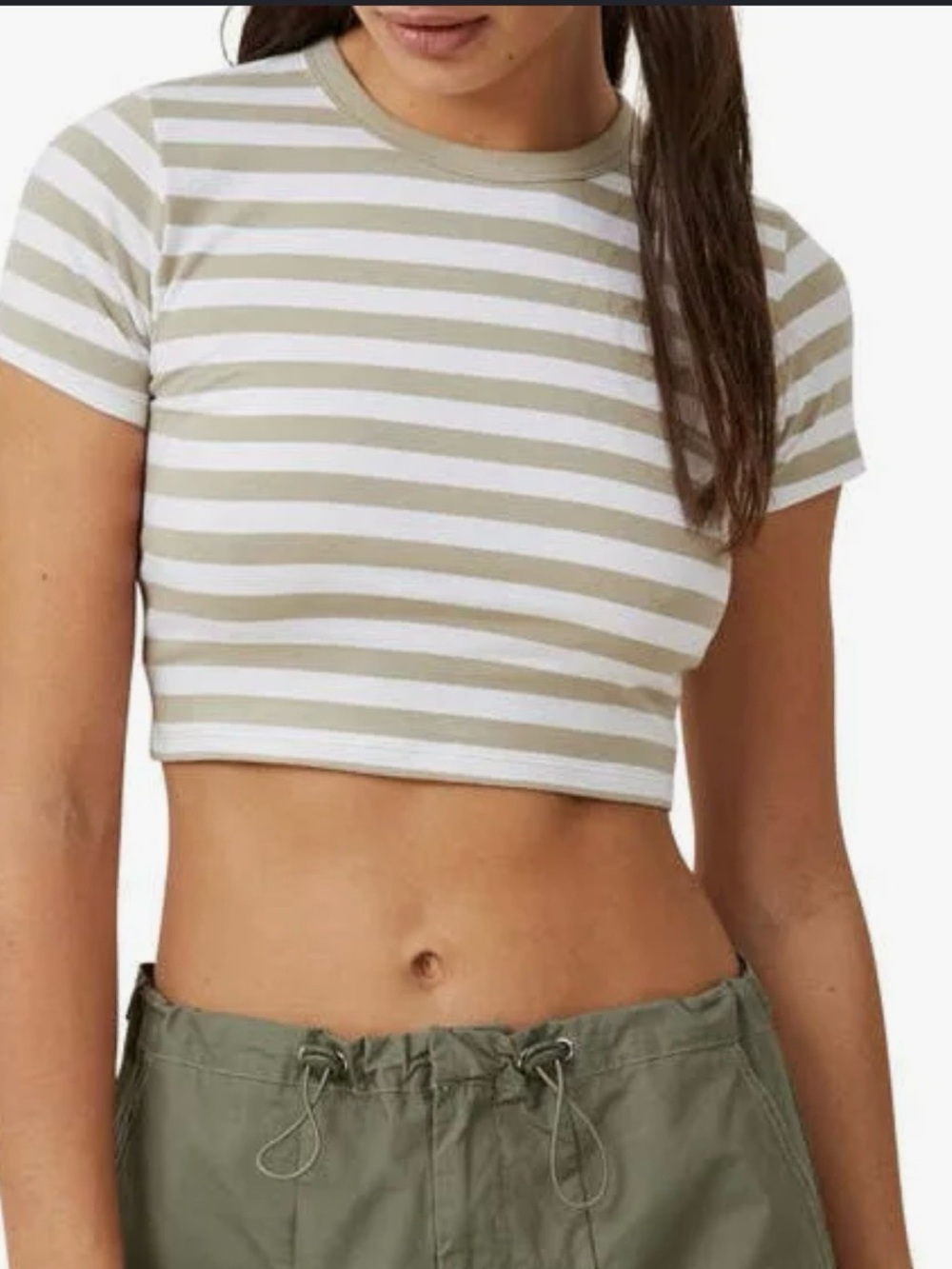 Cotton On Striped Micro Crop Tee; Size M